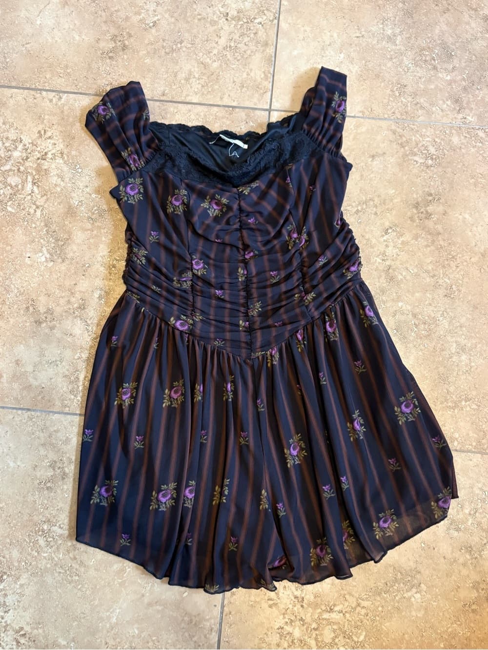 Kimchi Blue Floral Striped Romper