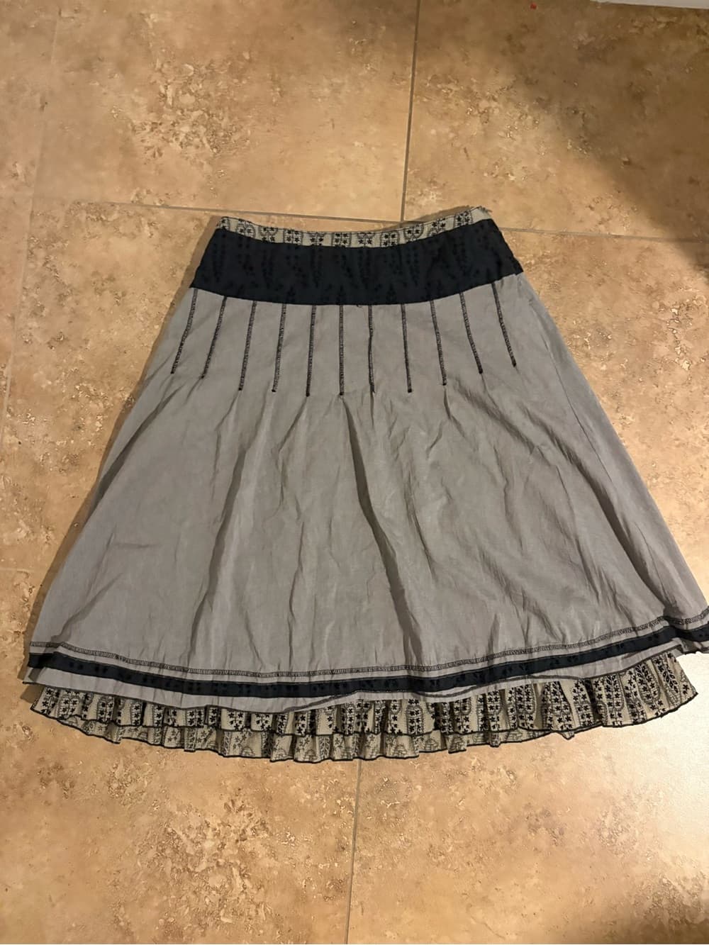 Women’s Grey and Navy A-Line Skirt
