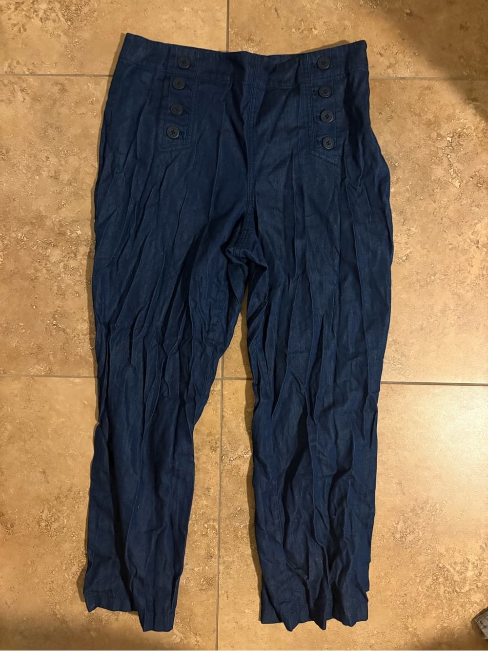 Talbots Women's Navy Button Accent Sailor-Style Pants