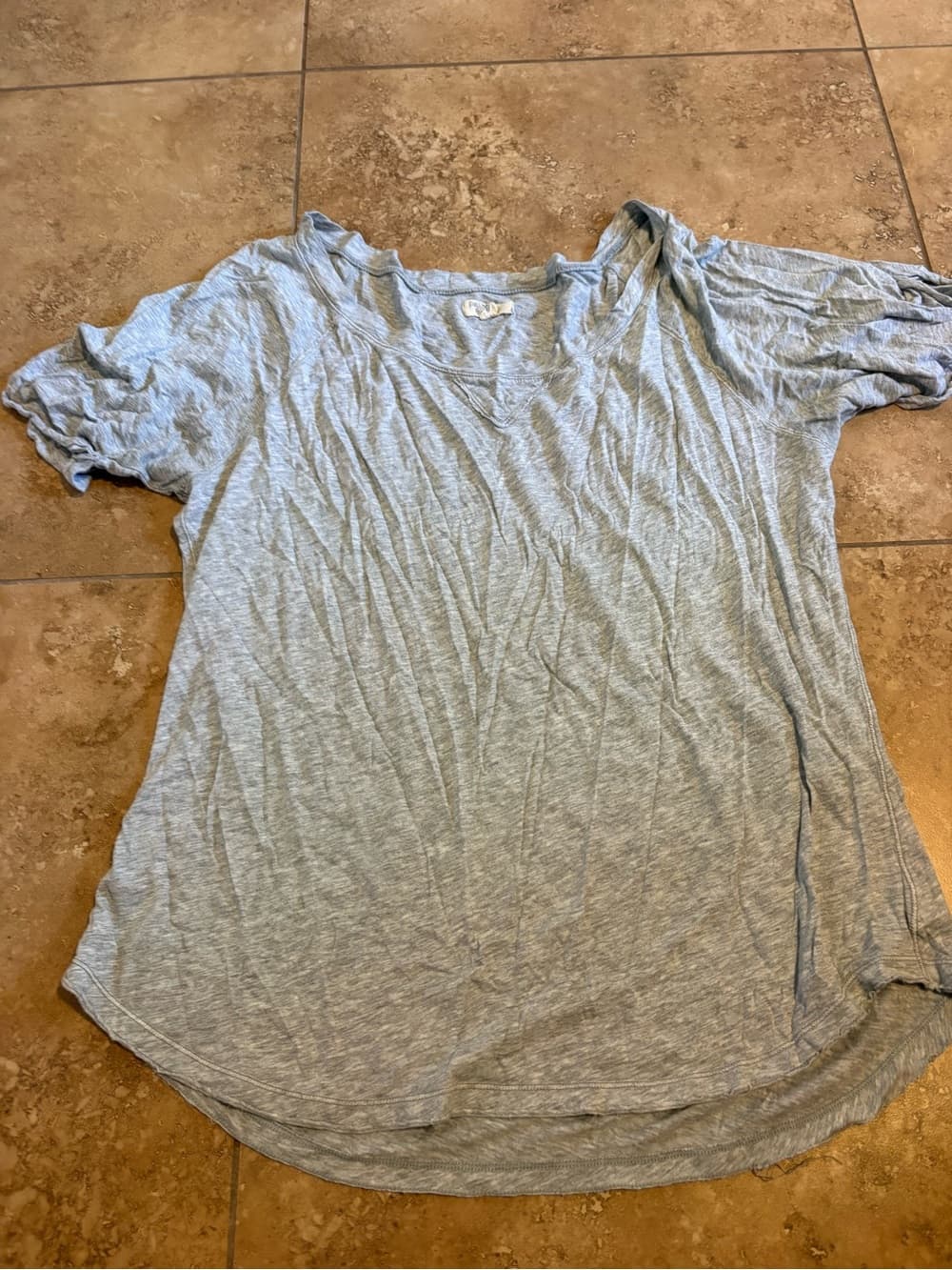 aerie Light Gray Scoop Neck Short Sleeve Tee