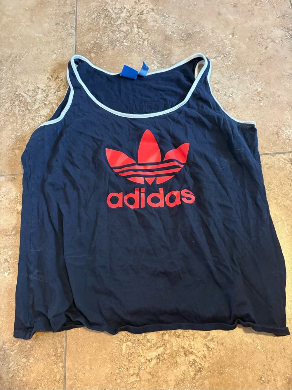 adidas Navy Blue Tank Top with Red Logo