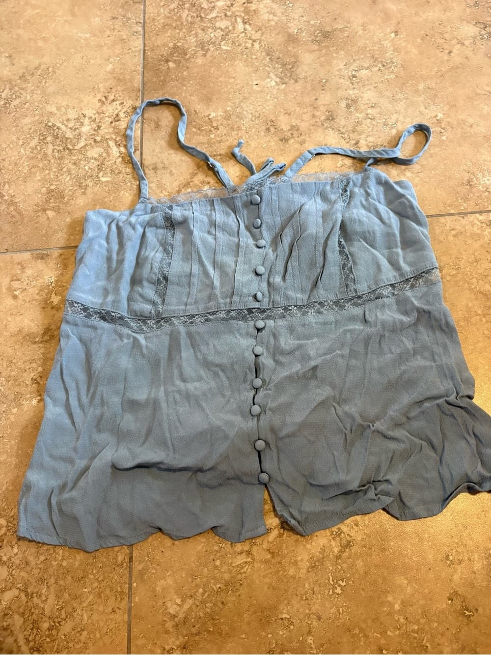 wild fable Light Blue Button-Front Spaghetti Strap Tank