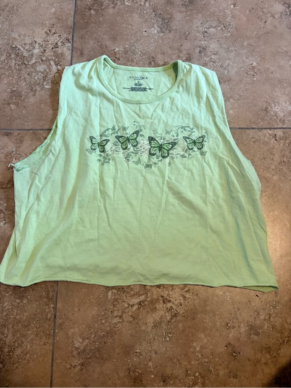 SONOMA Mint Green Butterfly Tank Top