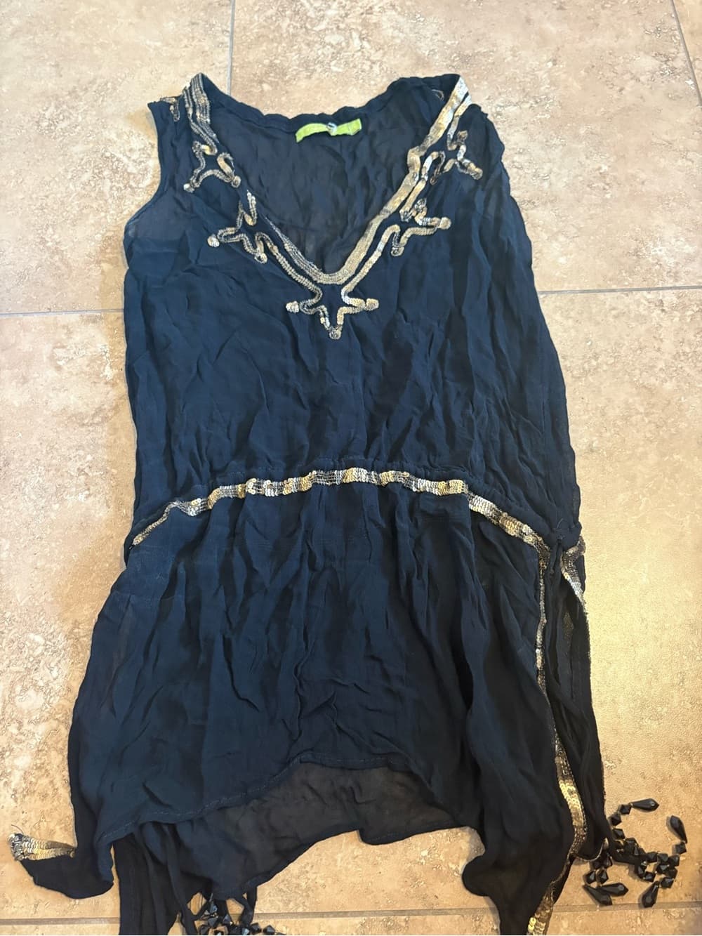 Rhapsody Navy Blue Tank Top with Gold Trim
