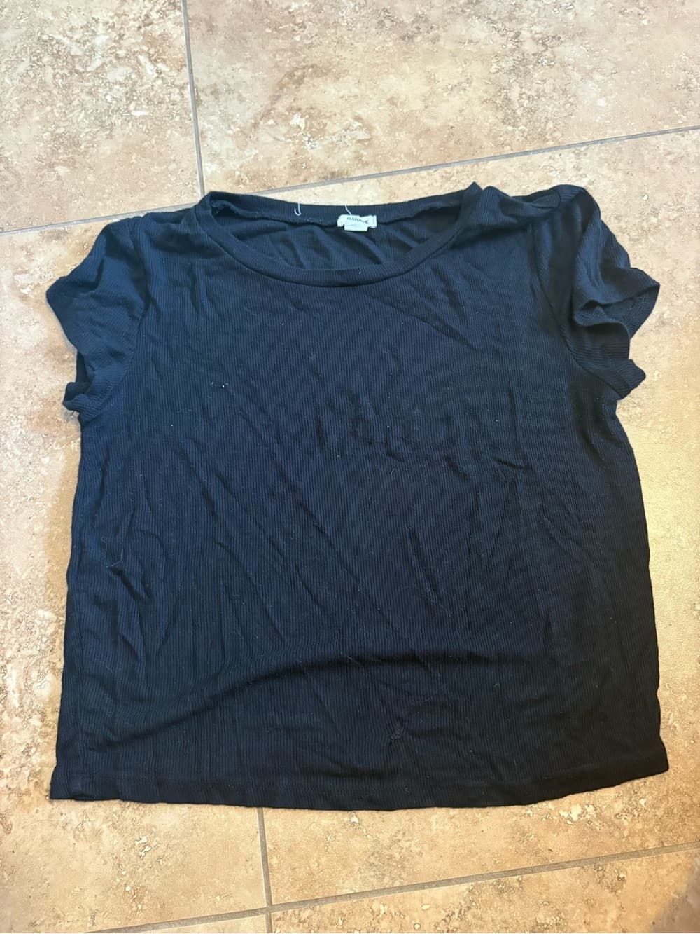 Garage Black Ribbed Short Sleeve Tee