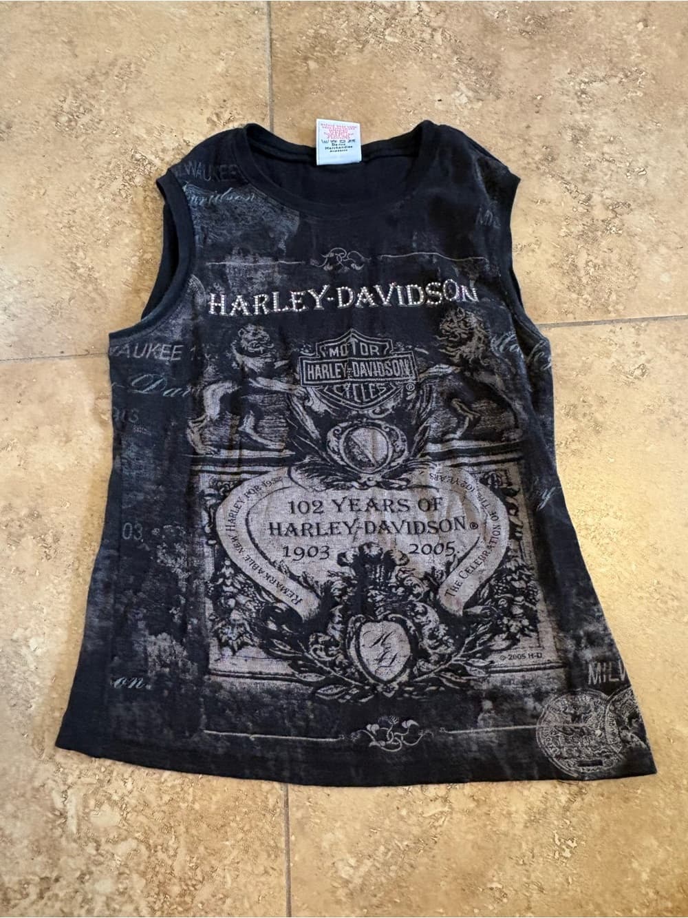 Harley-Davidson Black Tee with Orange Logo Tag
