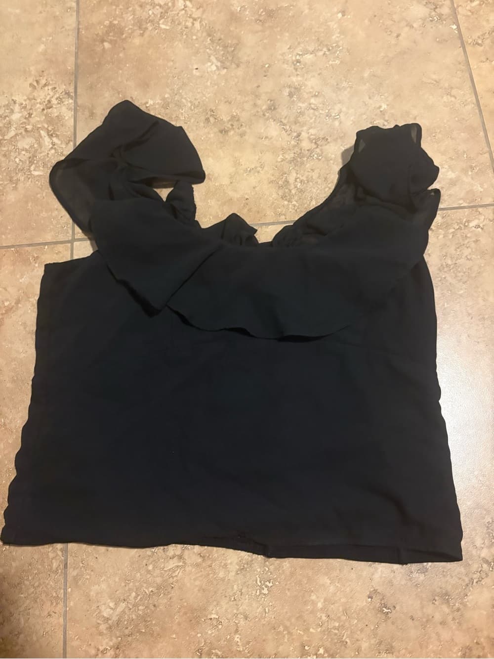 Abercrombie & Fitch Black Ruffle-Trim Tank