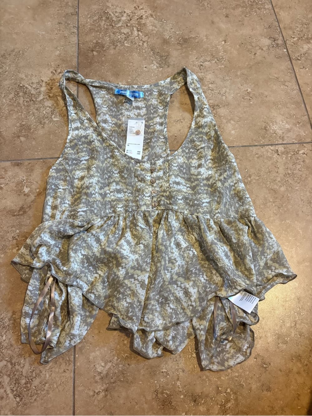 Urban Outfitters sheer Printed Peplum Tank Top