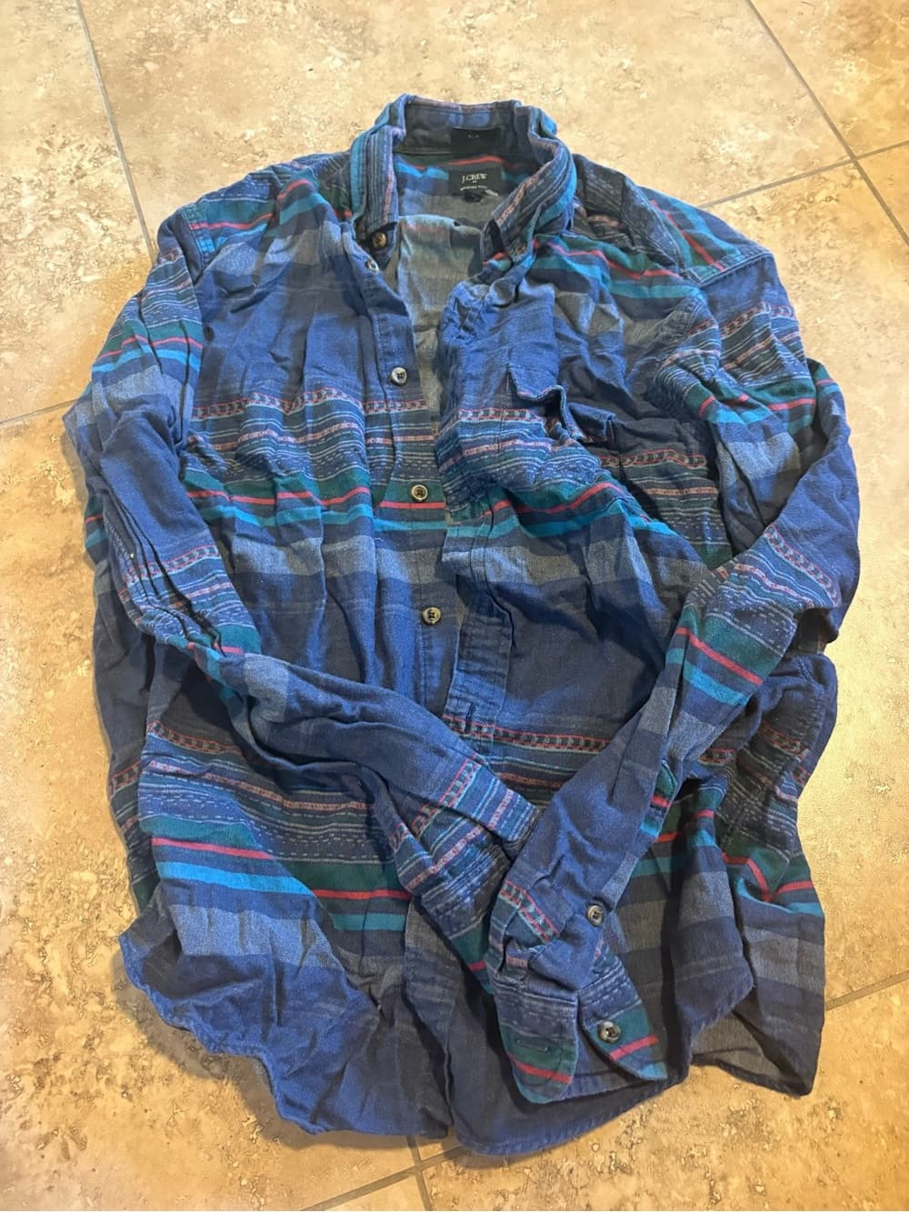 J. Crew Blue Striped Long Sleeve Tee