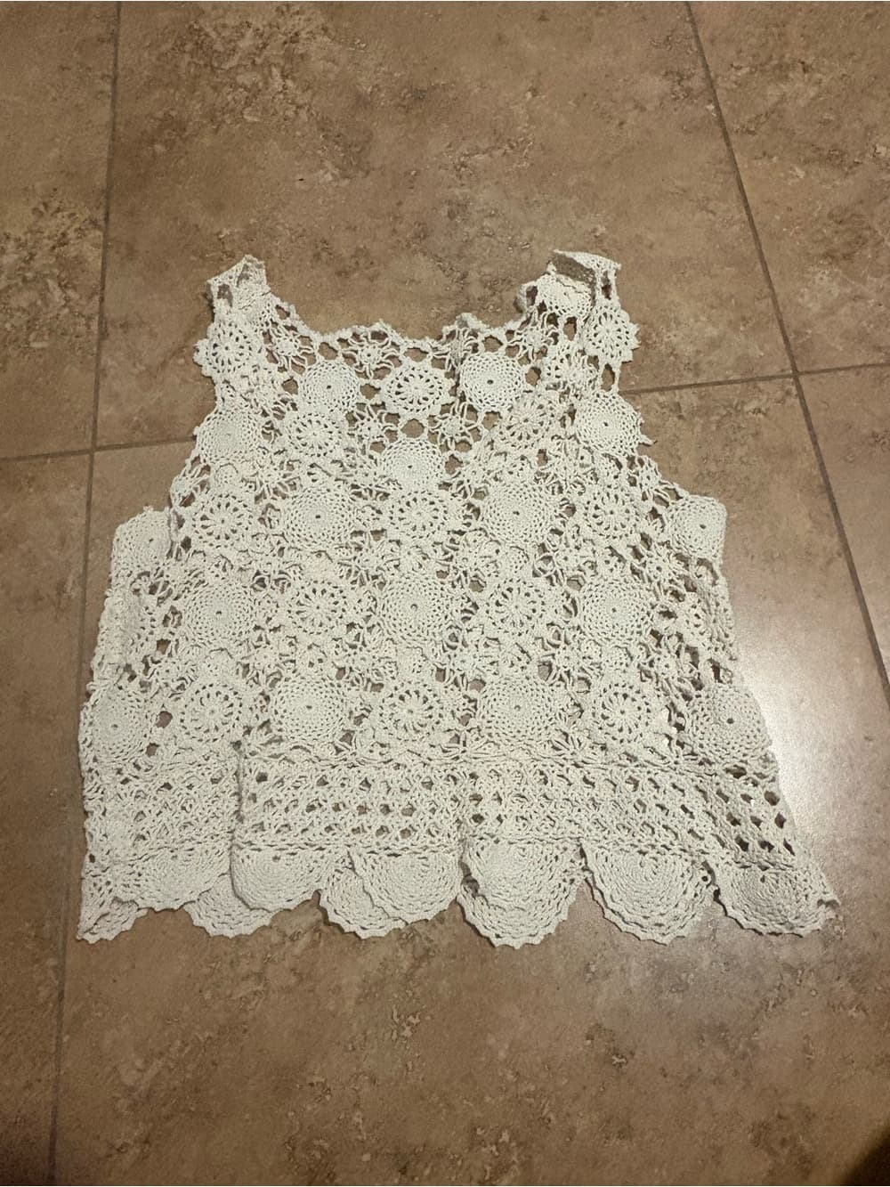 Women's White Crochet Tank Top - Sleeveless Lace Knit