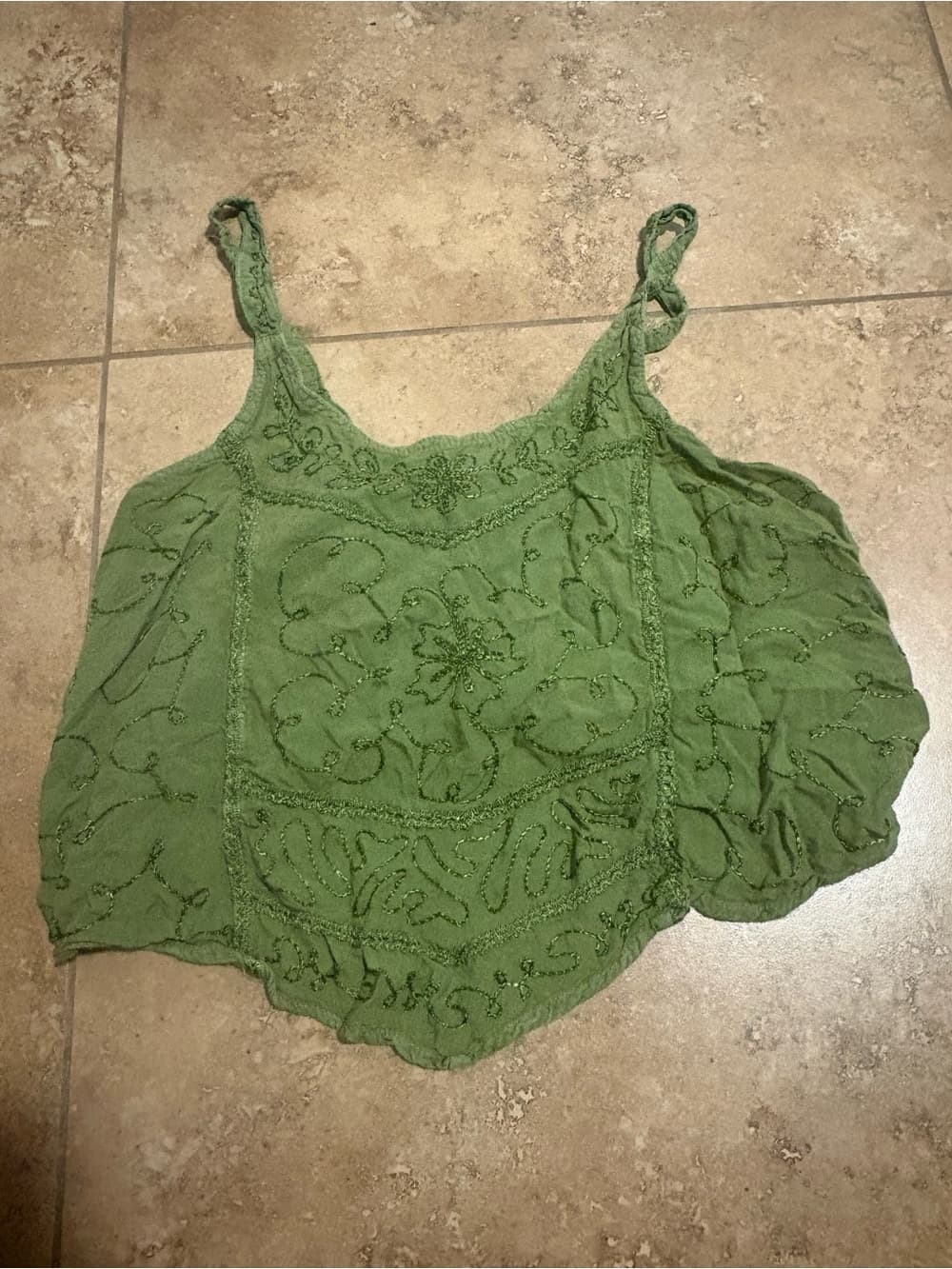 Green Embroidered Cami Tank Top - Women's
