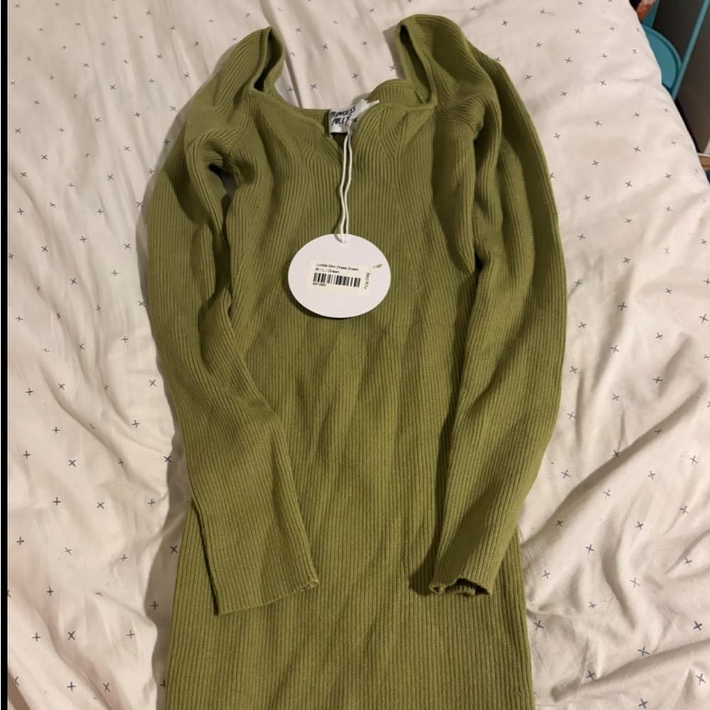 NWT Princess Polly Green Ribbed Knit Dress