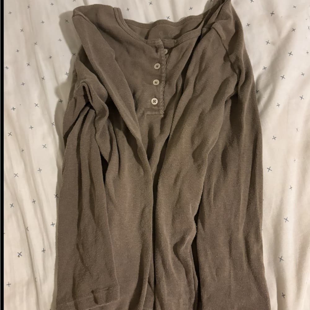 Henley Brown Long Sleeve Shirt