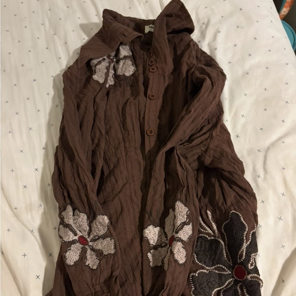 Floral Embroidered Button-Up Shirt