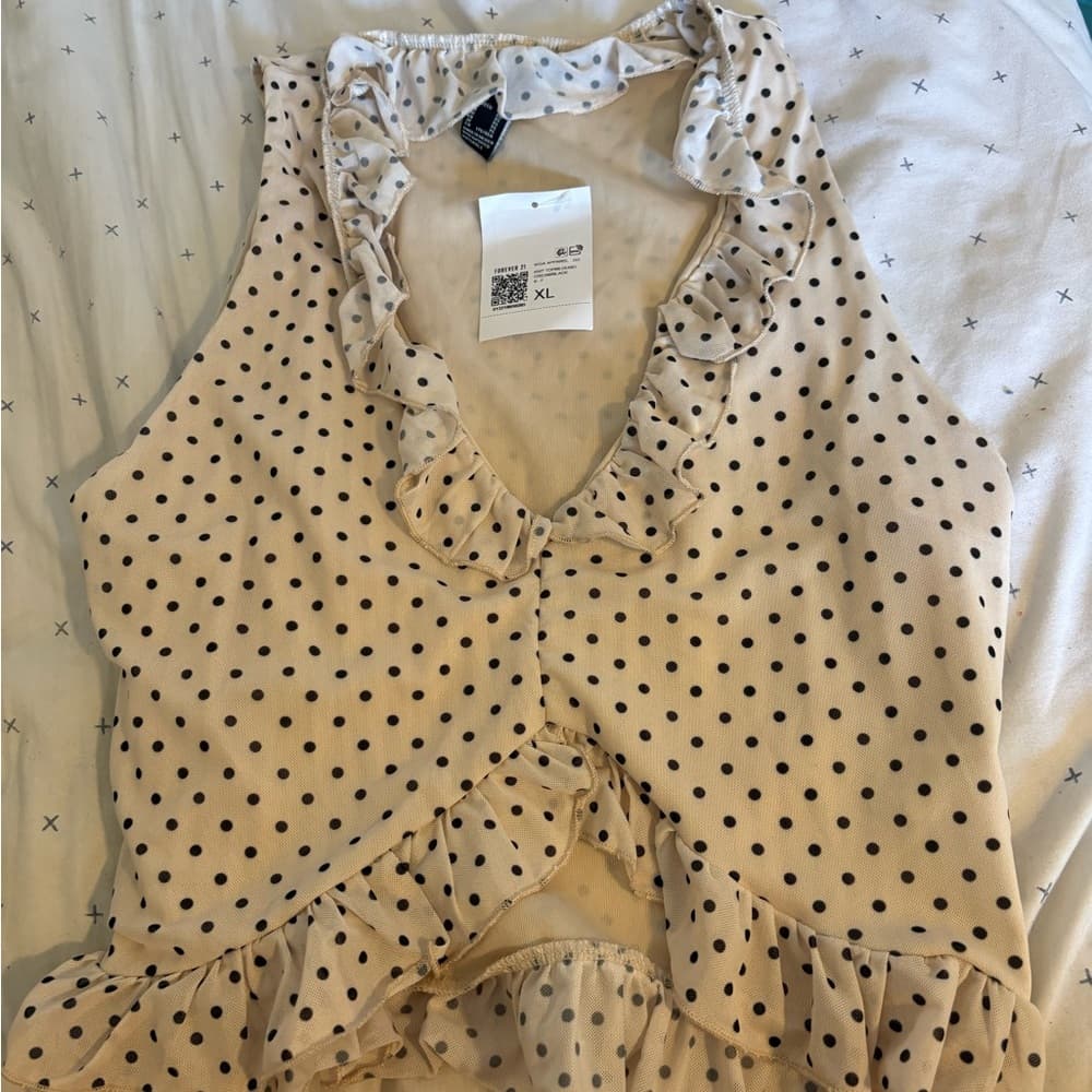 Polka Dot Ruffle NWT Sleeveless Top