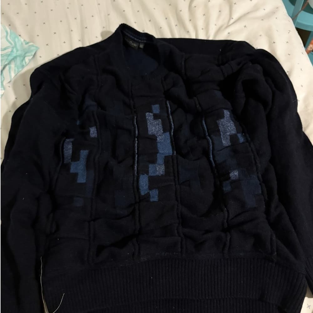 Vintage Grandpa Navy Blue Sweater
