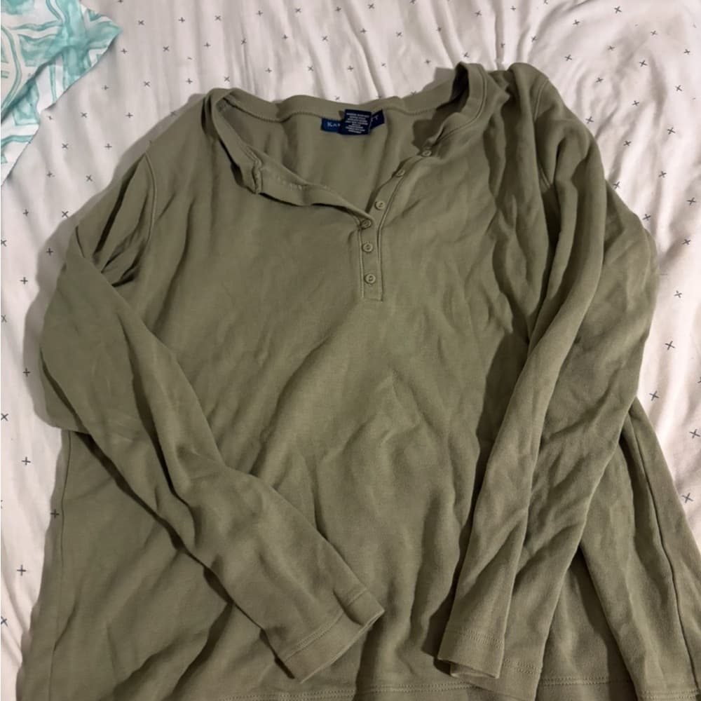 Henley Karen Scott Olive Long Sleeve Top
