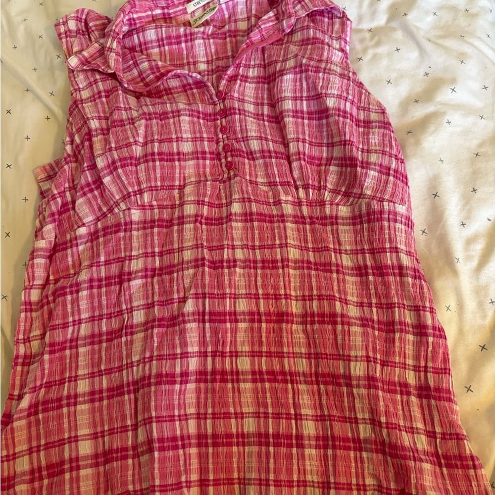 St. John's Bay Pink Checkered Sleeveless Top