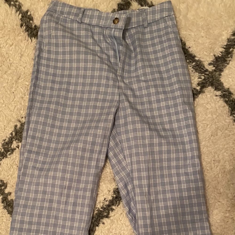 Blue plaid pants