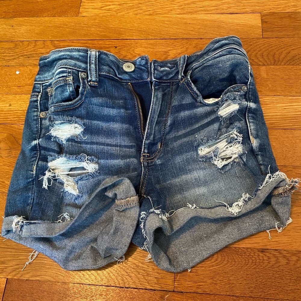 Ripped jean shorts