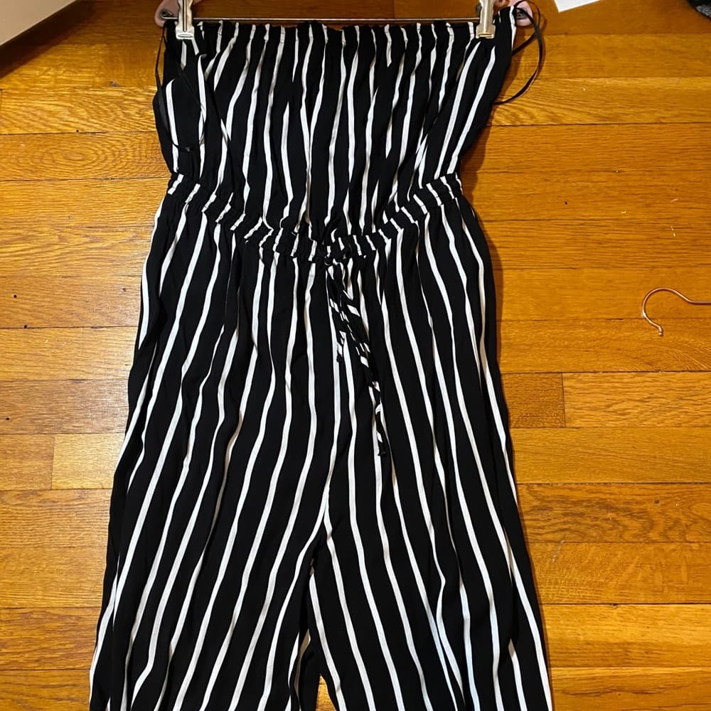 Black striped jumpsuit