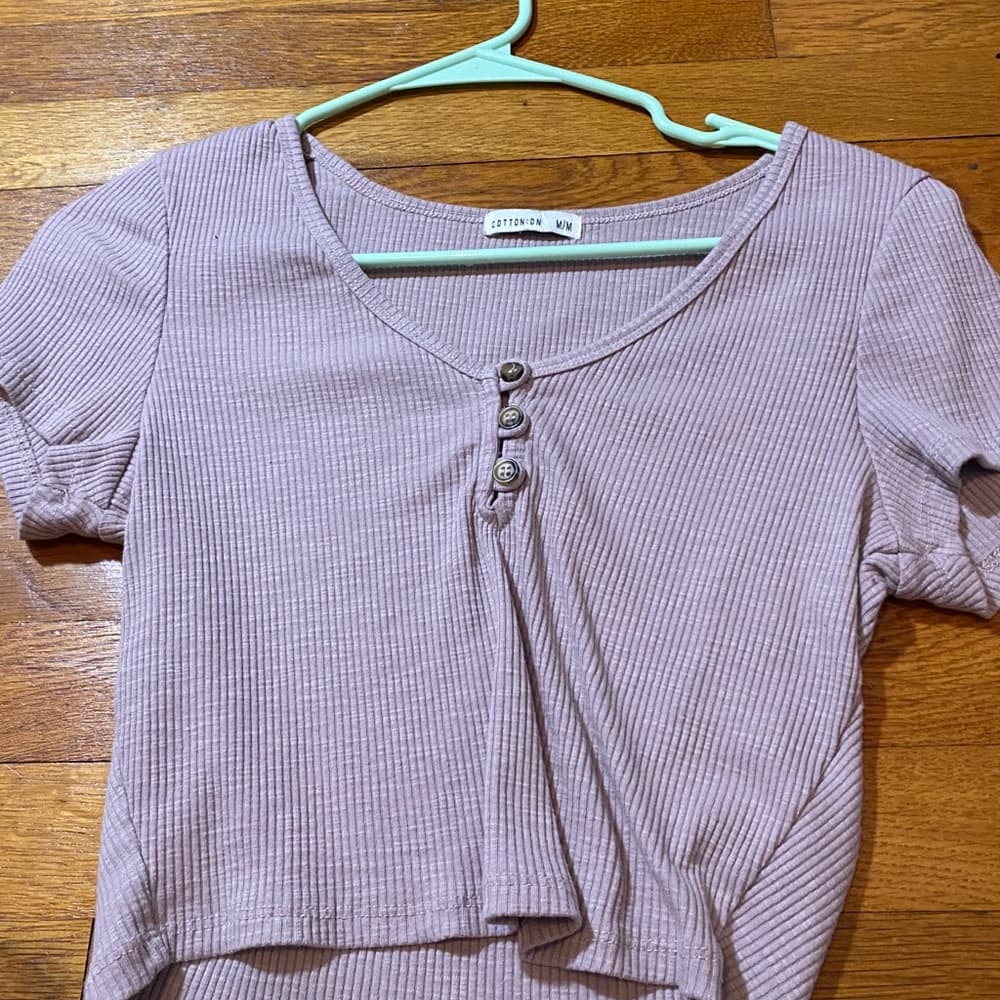 Light purple button tee