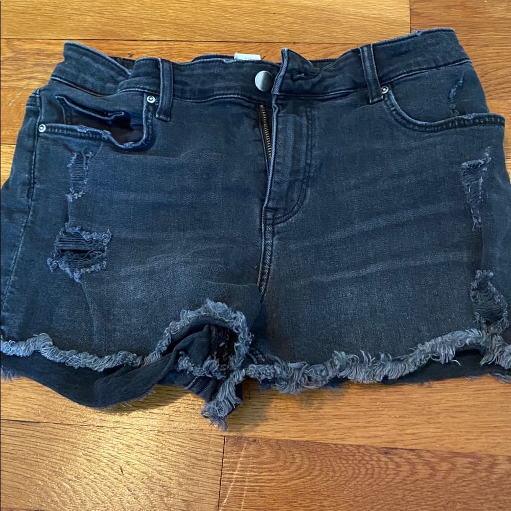 Black ripped jean shorts