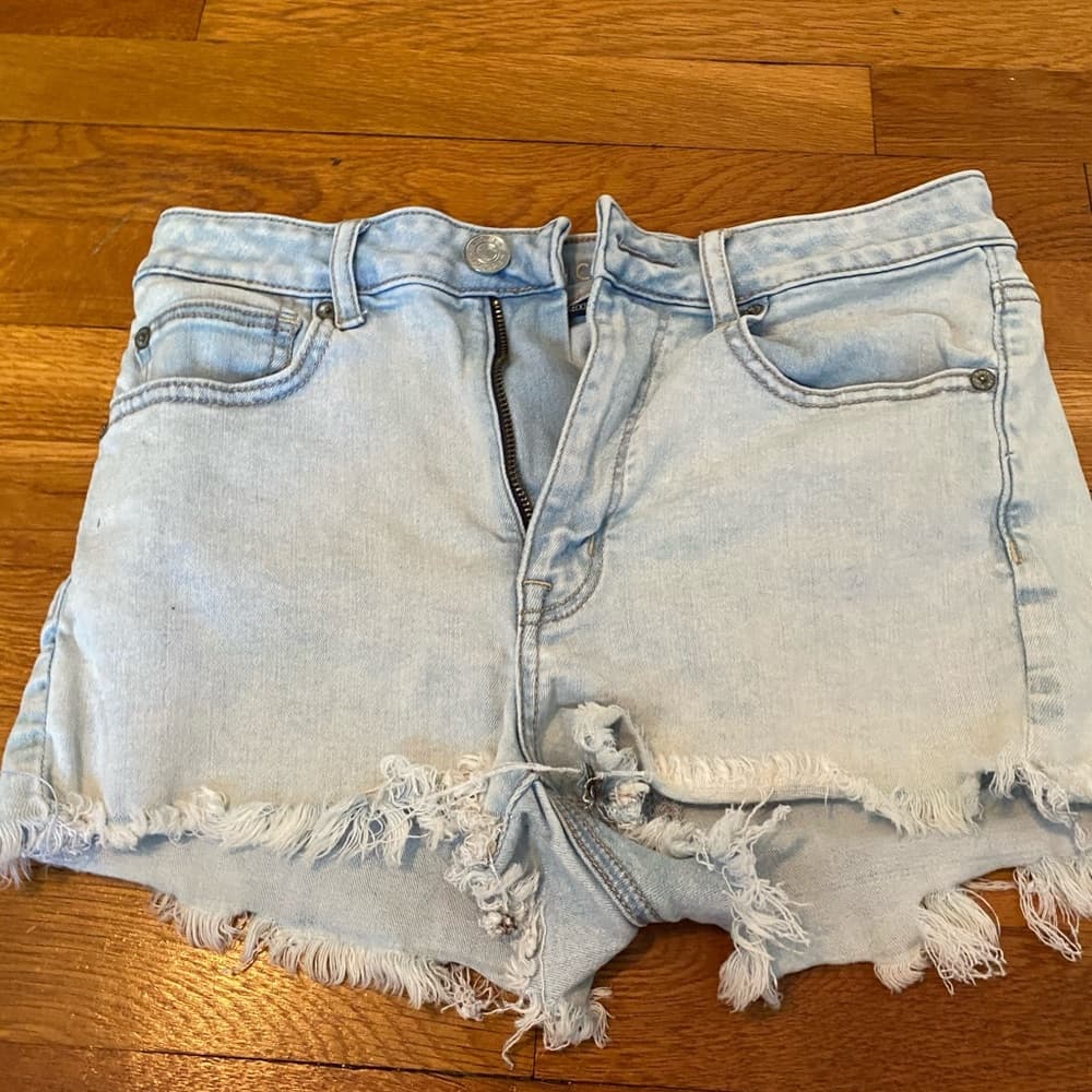 Light wash denim shorts
