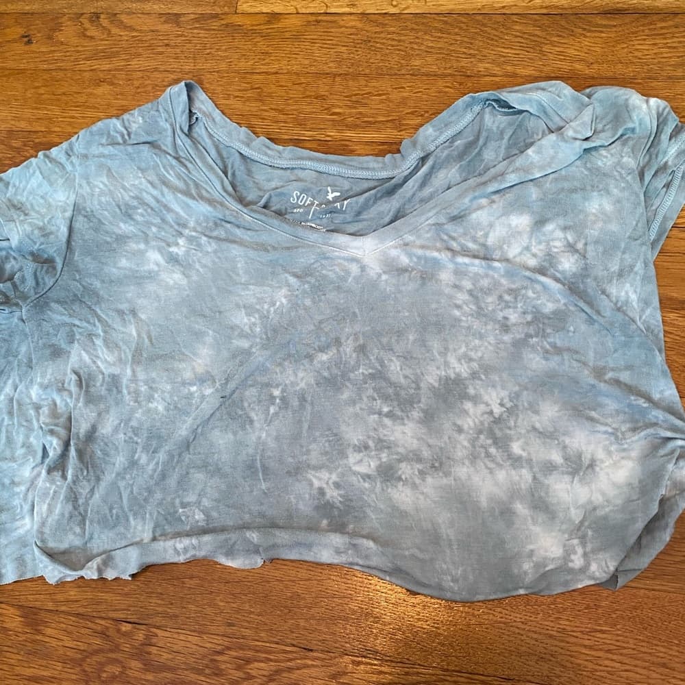 Cropped green tie dye tee shirt