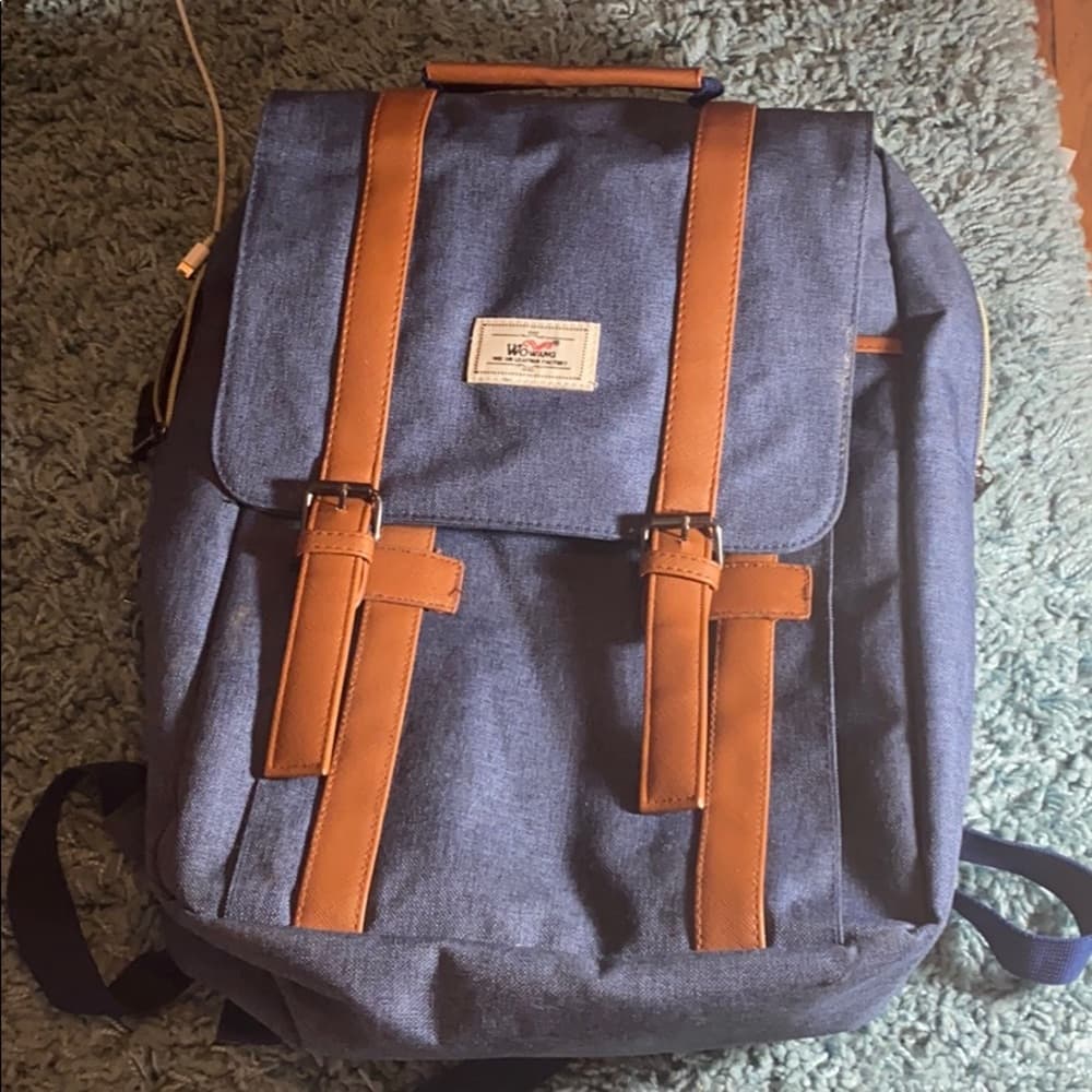 Blue button backpack