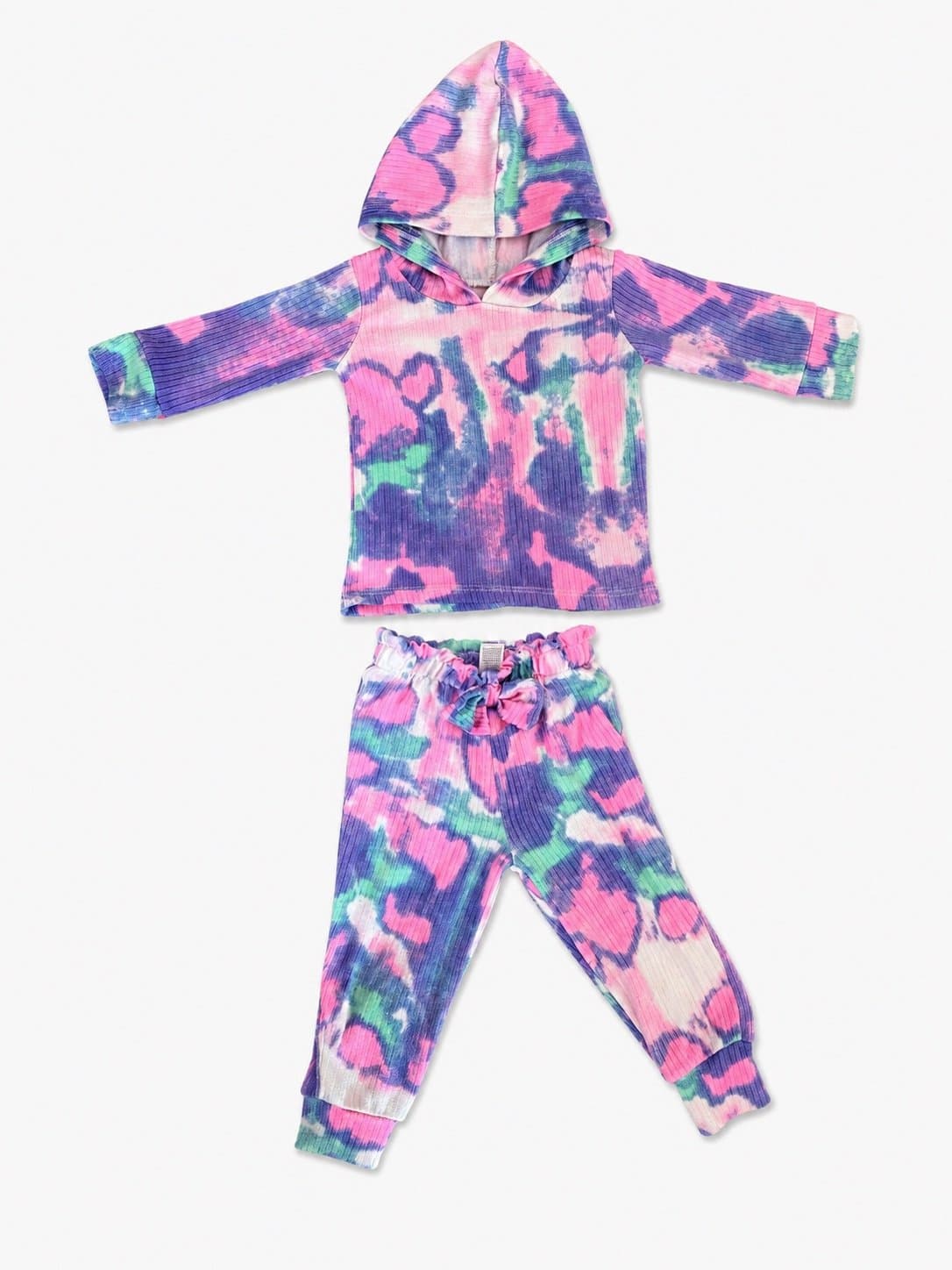dELiA*s Baby Girls Tie-Dye Ribbed Hooded 2-Piece Outfit Set | 12 Months