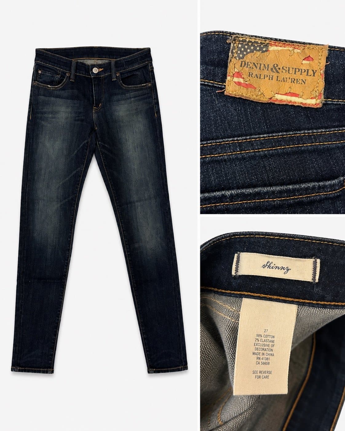 Denim & Supply Ralph Lauren Women’s Dark Wash Skinny Jeans Stretch Size 27
