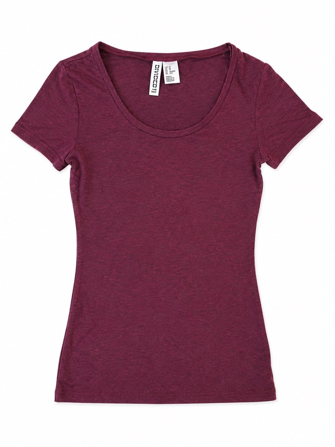 H&M Basic Women’s XS Heather Burgundy Scoop Neck Short Sleeve Stretch T-Shirt
