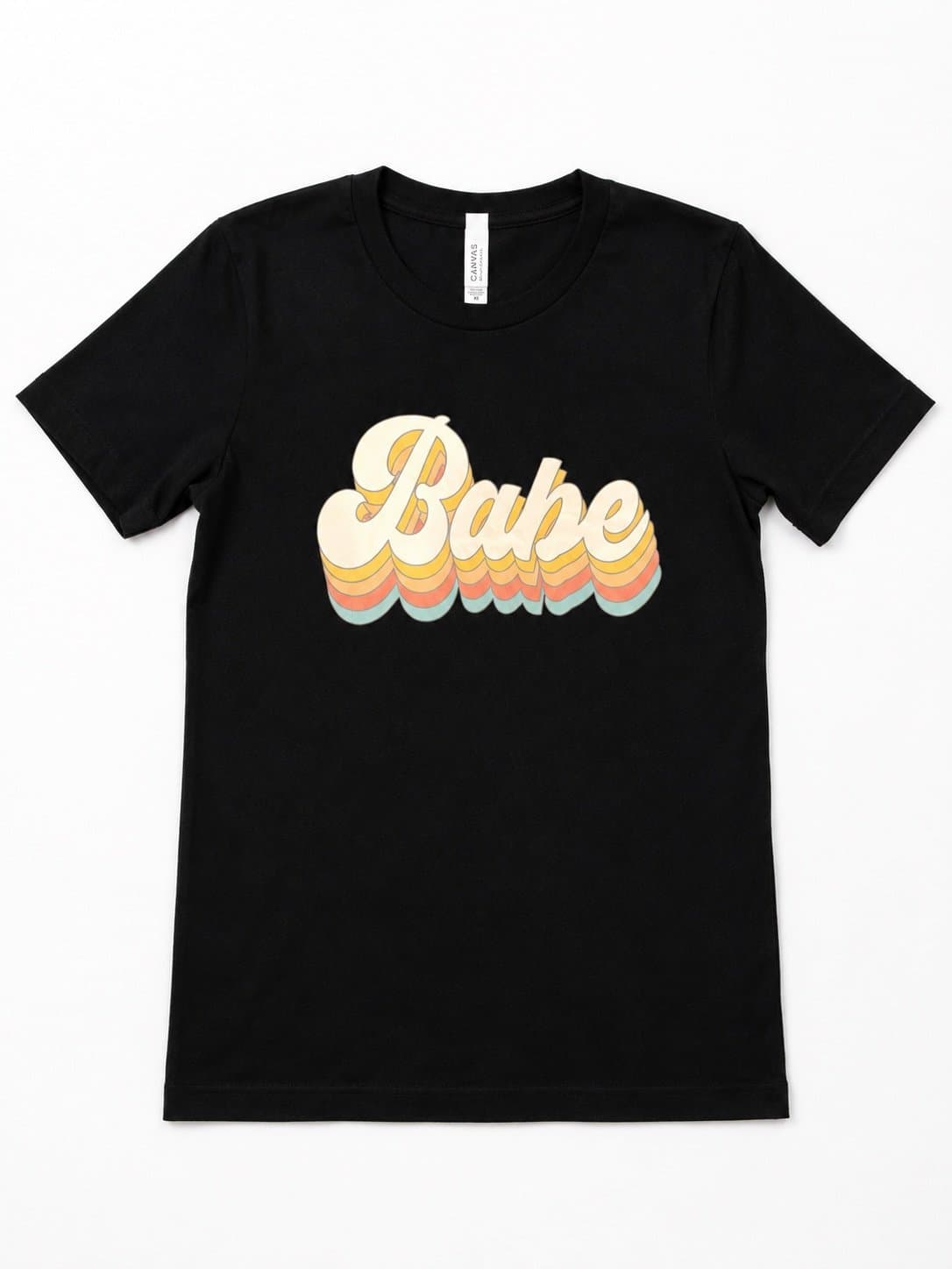 Retro “Babe” Graphic Tee Bella+Canvas Black T-Shirt Women’s XS Boho Groovy