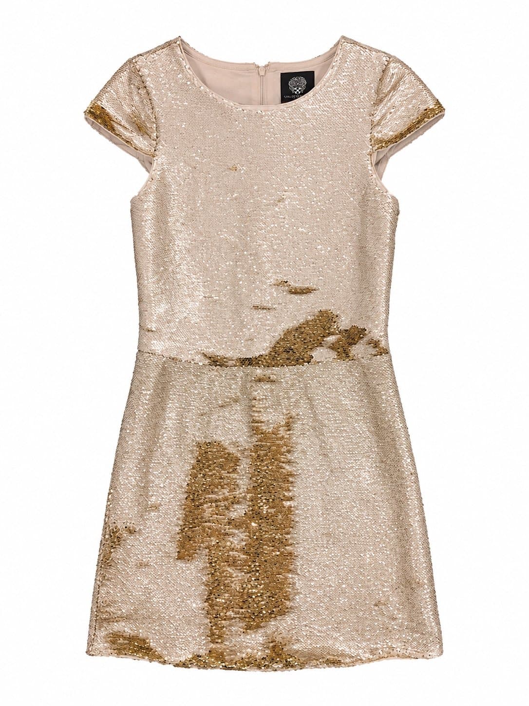 Vince Camuto Reversible Sequin Shift Dress Champagne Gold Petite 0P Party