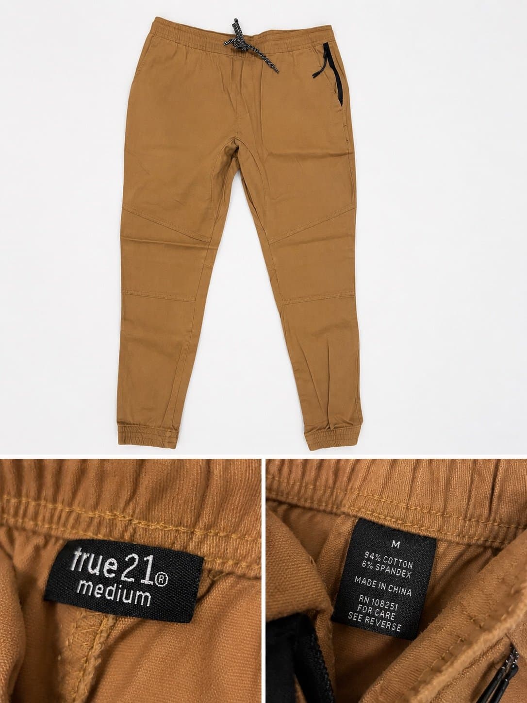 Rue21 Men’s Performance Jogger Pants Medium Tan Athletic Tapered Zip Pocket