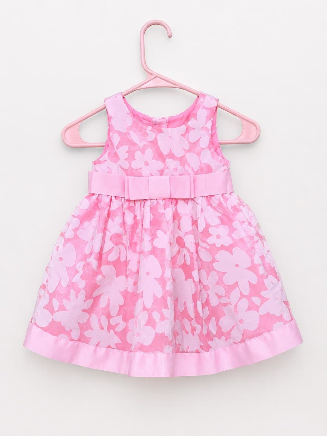 Jenny & Me Toddler Girls Pink Floral Party Dress Satin Bow Sleeveless Size 24M