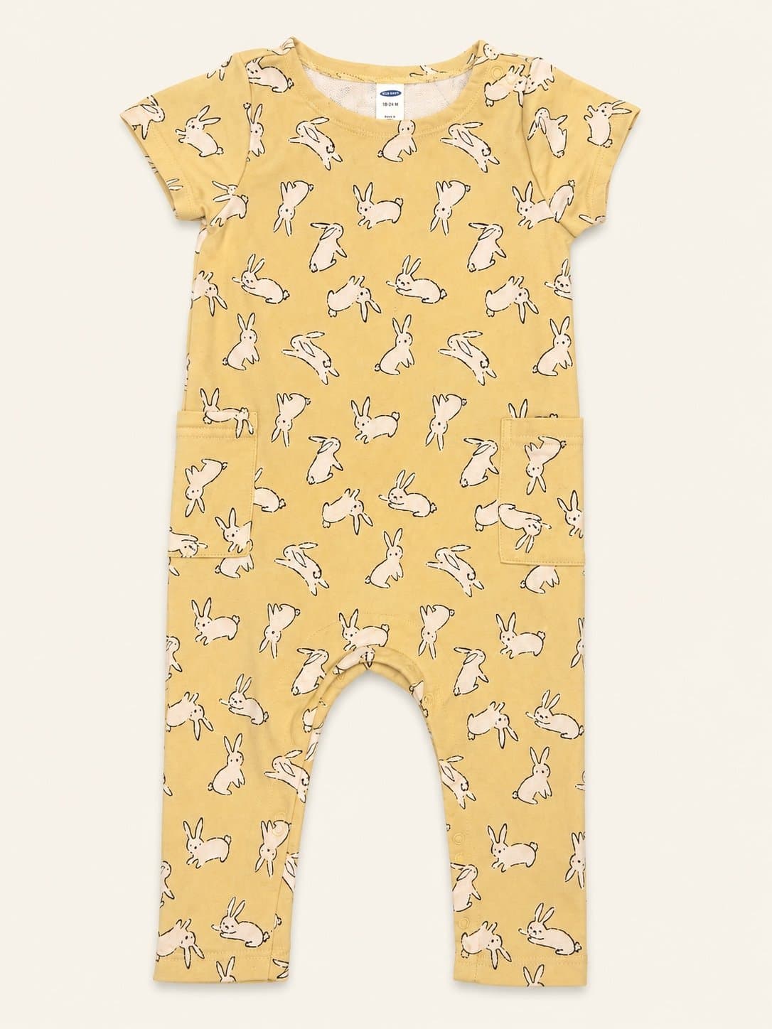 Old Navy Bunny Print Romper 18-24 Months Yellow One Piece Spring Toddler Suit