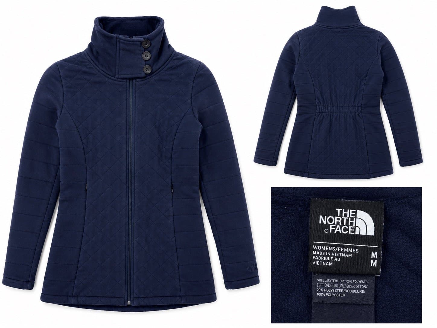 The North Face Women’s Medium Black Quilted Fleece Jacket Full Zip High Collar