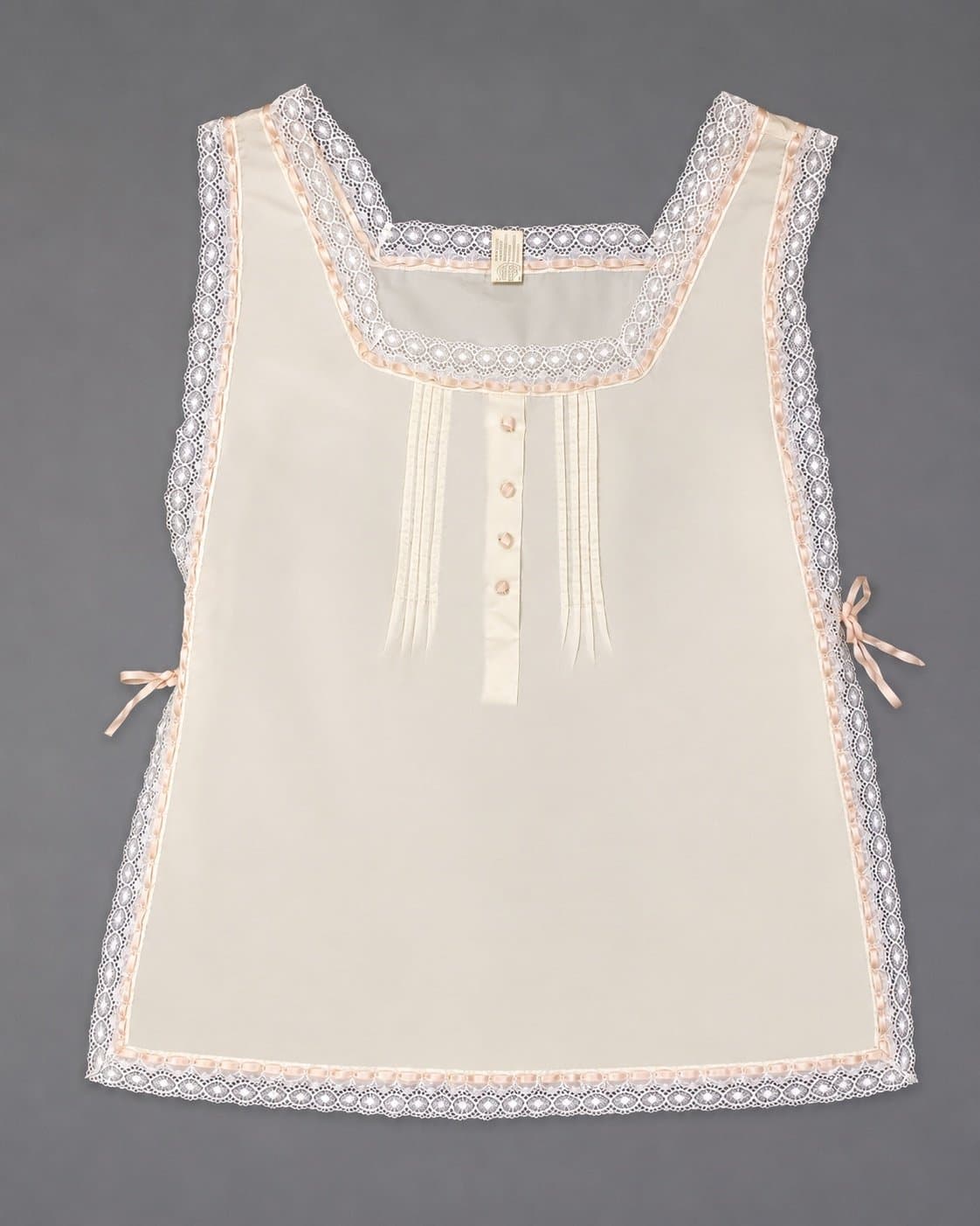 Vintage Saks Fifth Avenue Lace Nylon Camisole Tank Top Pink Ivory Union Made USA