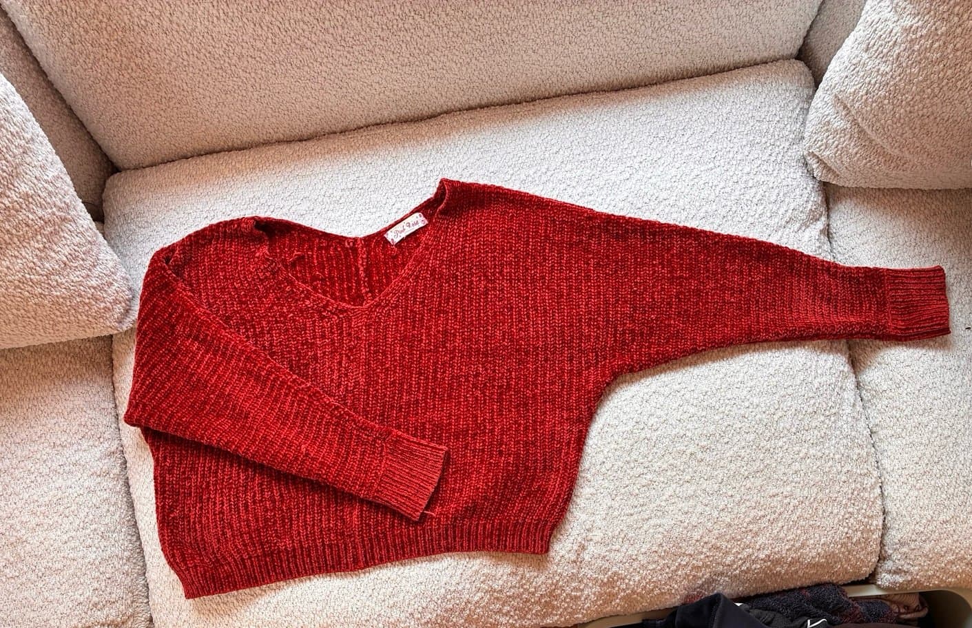 Pink Rose Burnt Orange Chenille Knit Dolman Sweater Women’s Small Cozy Soft