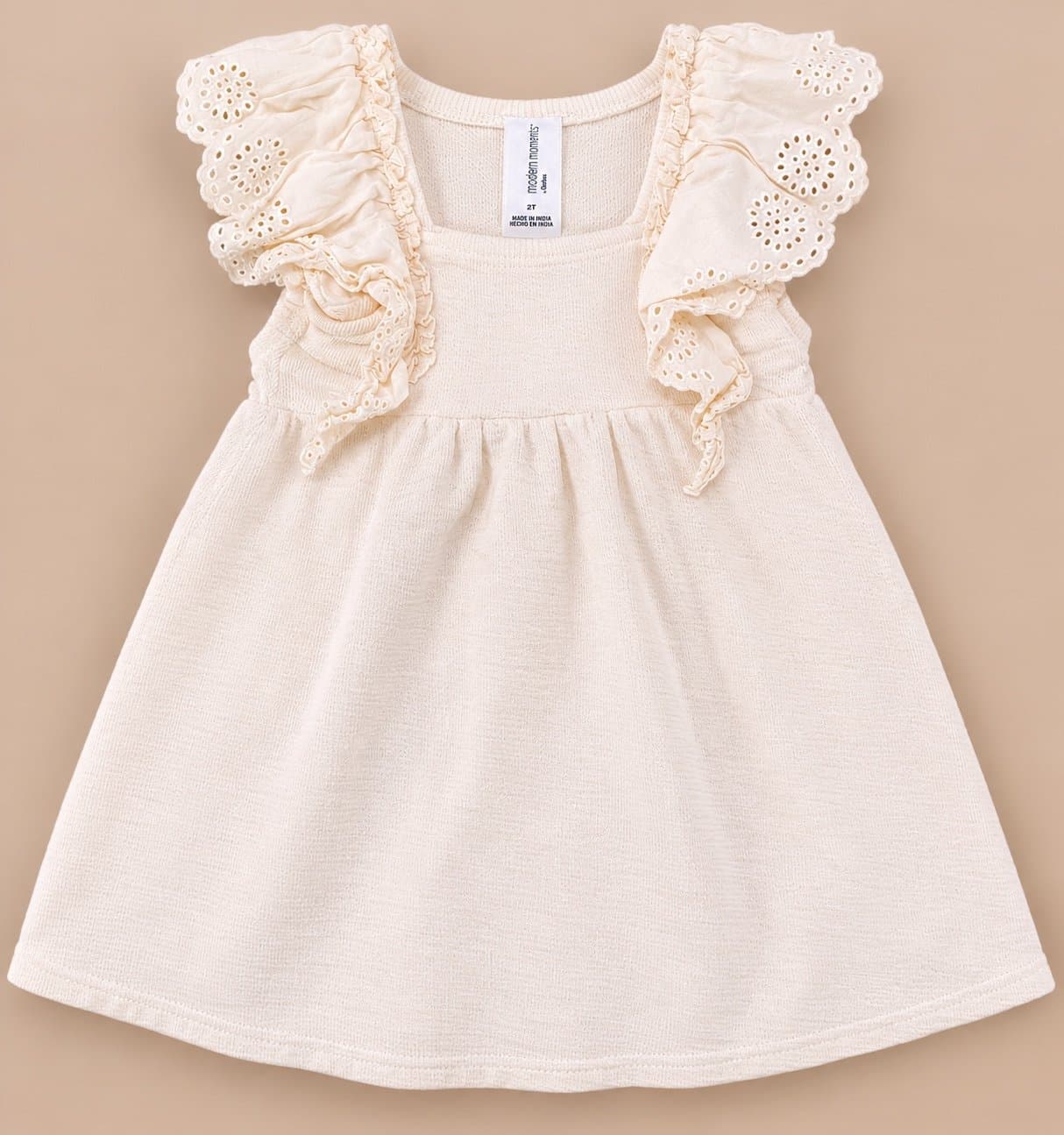 Modern Moments by Gerber Toddler Dress – Size 2T | Cream Eyelet Ruffle Sleeve