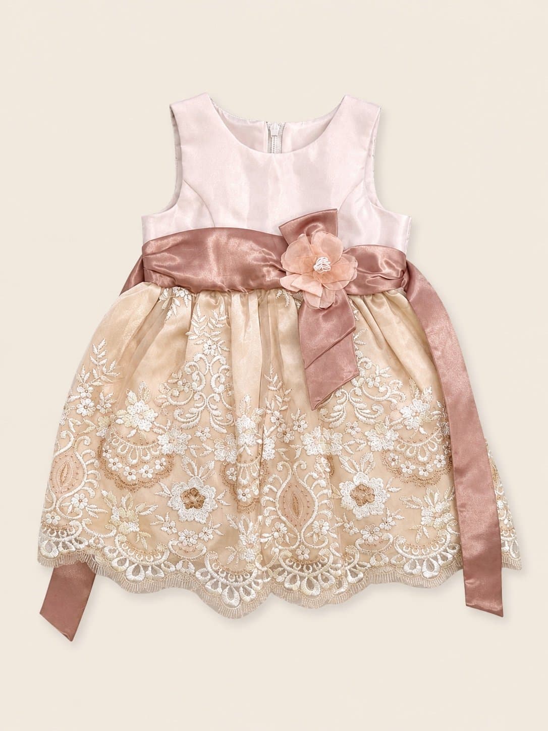 Jane Copeland Toddler Girls 2T Blush Champagne Lace Special Occasion Dress