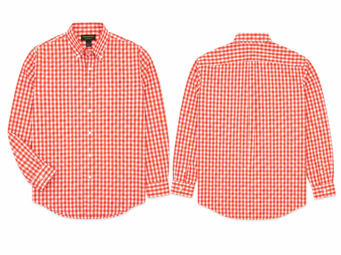 John Bartlett Consensus Men’s Large Orange White Gingham Check Button Down Shirt