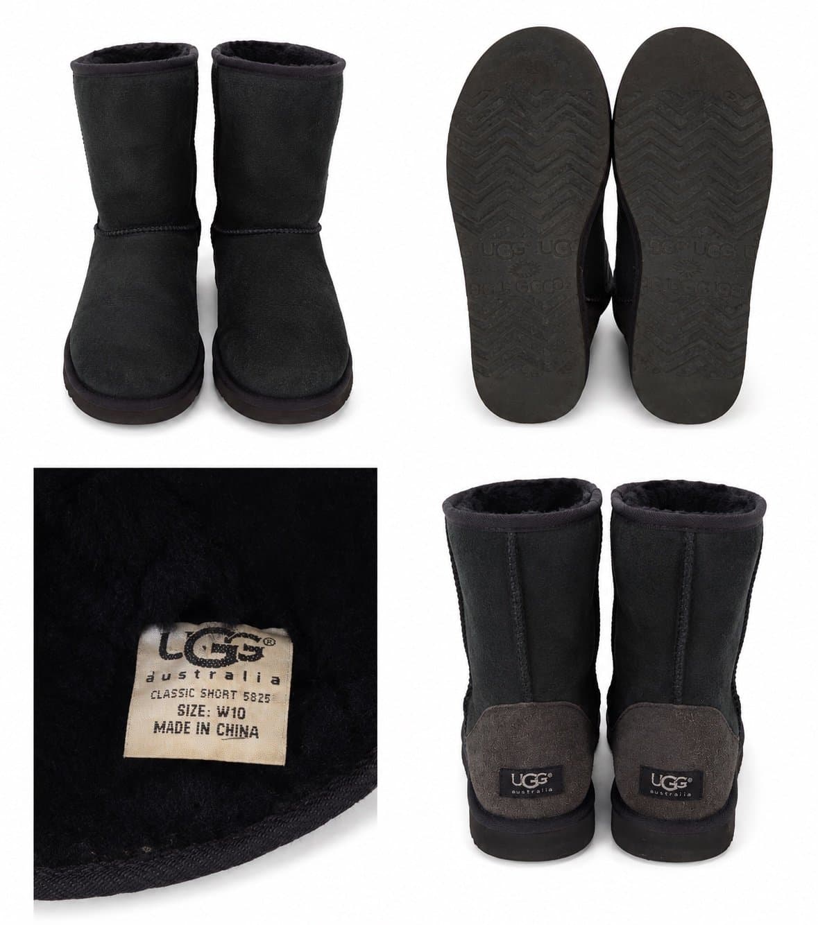UGG Australia Classic Short Sheepskin Boots Women’s Size 10 Black