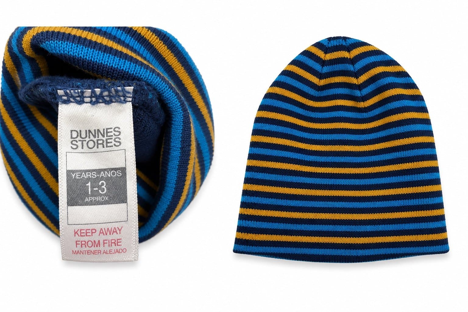 Vintage Y2K Dunnes Stores Toddler Striped Knit Beanie Hat | Size 1–3 Years