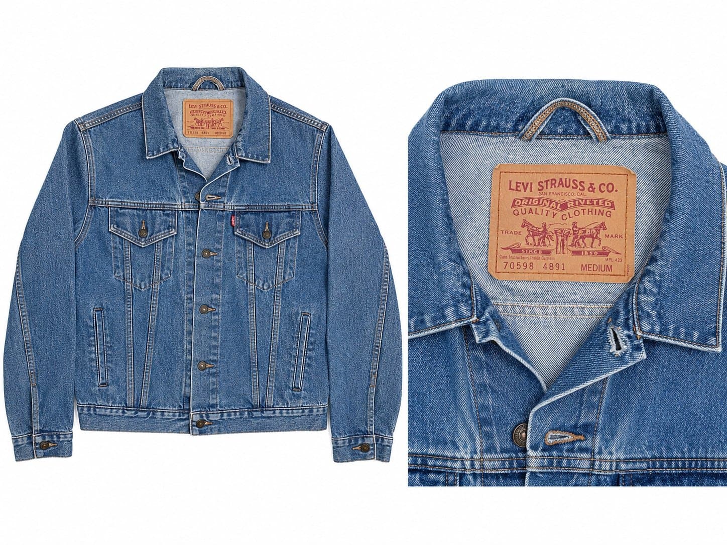 Vintage Levi’s 70598-4891 Denim Trucker Jacket Men’s Medium Blue Button Front