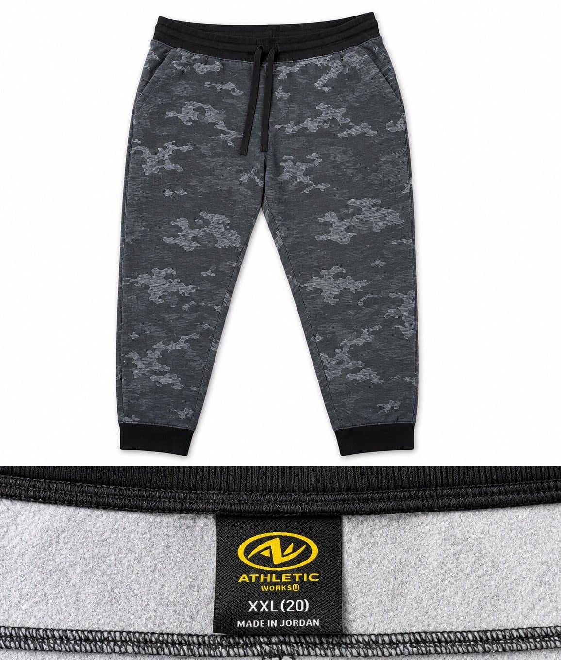 Athletic Works Men’s Gray Camo Jogger Sweatpants – Adult XXL Excellent pre-owned
