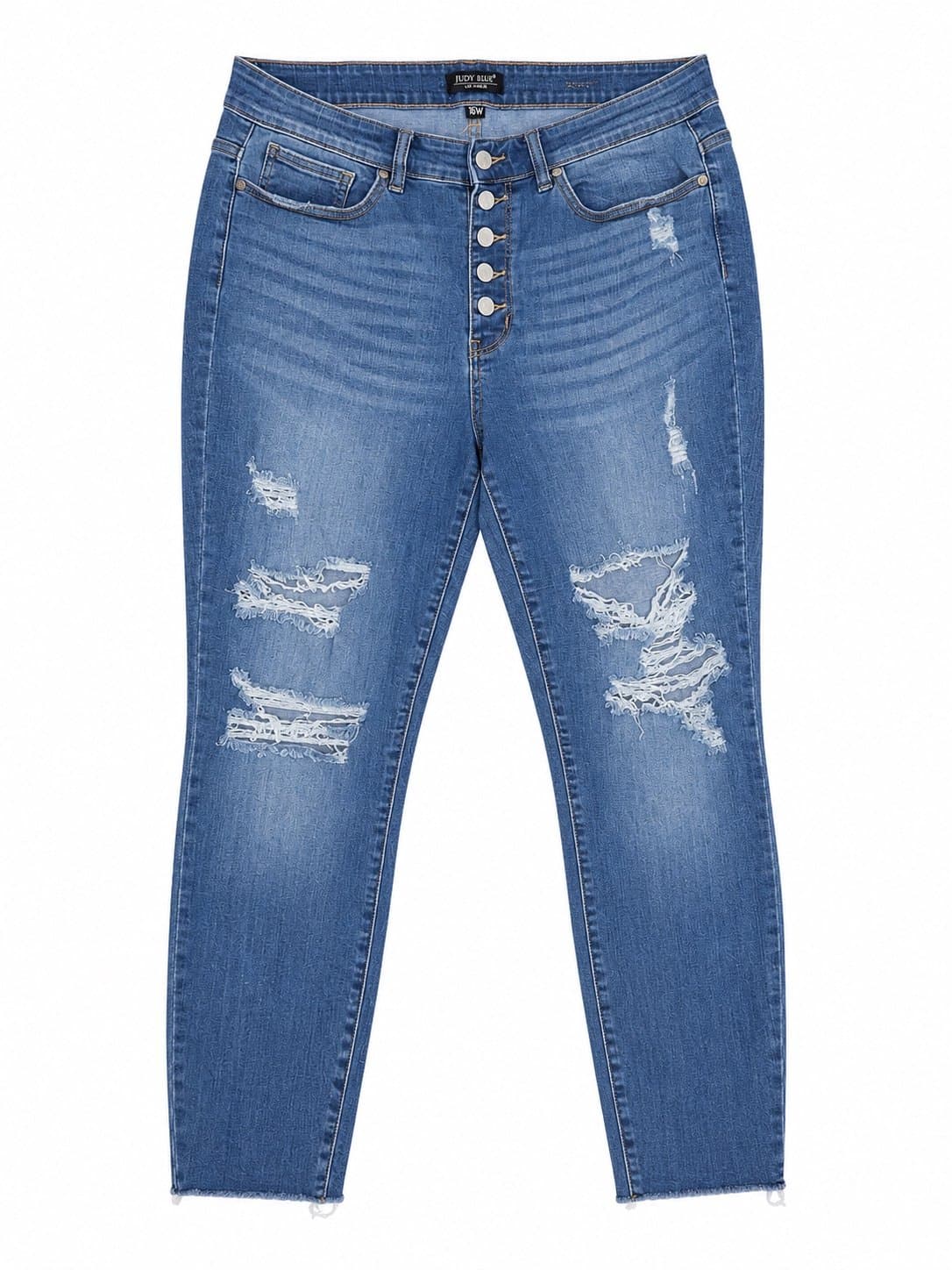 Judy Blue Distressed Button Fly Skinny Jeans | Women’s 16W Excellent pre-owned
