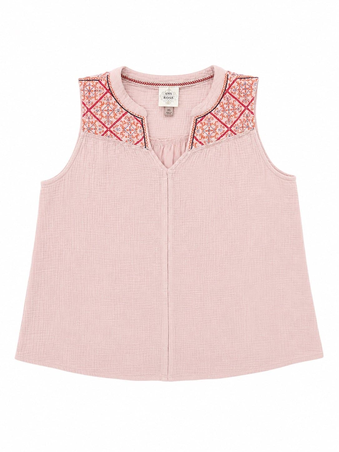 Knox Rose Women’s Embroidered Gauze Tank Top – XL